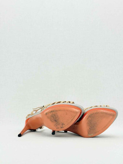 Pre - loved FENDI Nude, Grey & Orange Size EU 38.5 Heeled Sandals at Reems Closet
