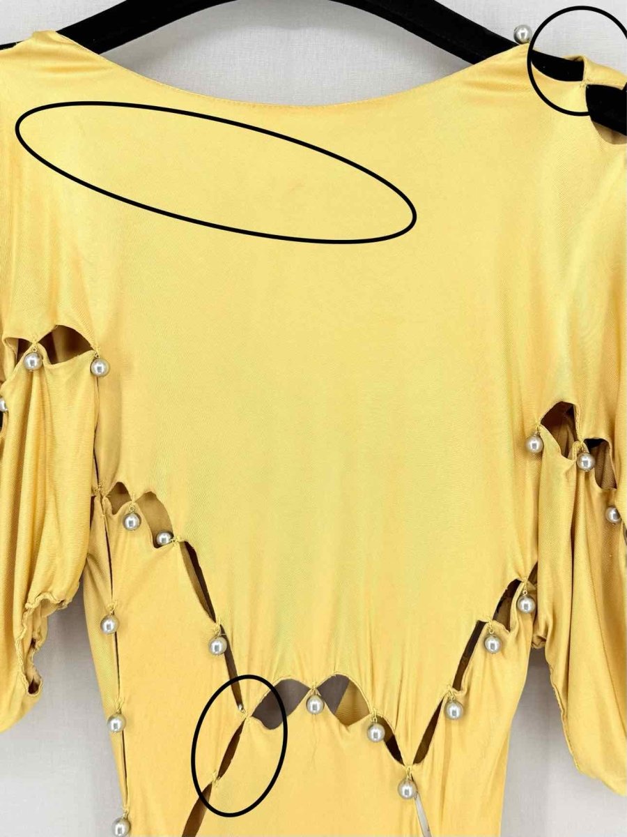 Pre - loved FENDI Open Back Yellow Cutout Size US 4 Long Dress at Reems Closet