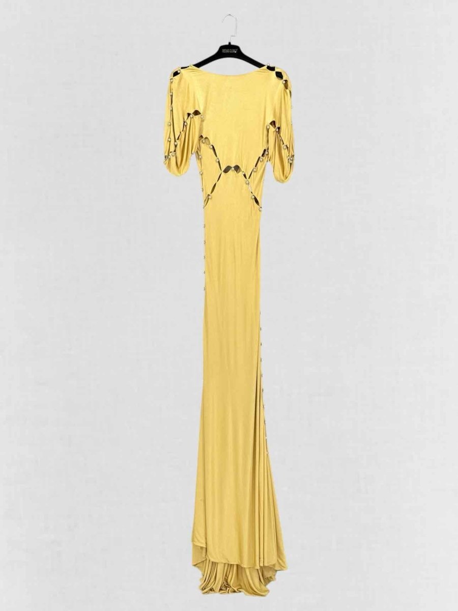 Pre - loved FENDI Open Back Yellow Cutout Size US 4 Long Dress at Reems Closet