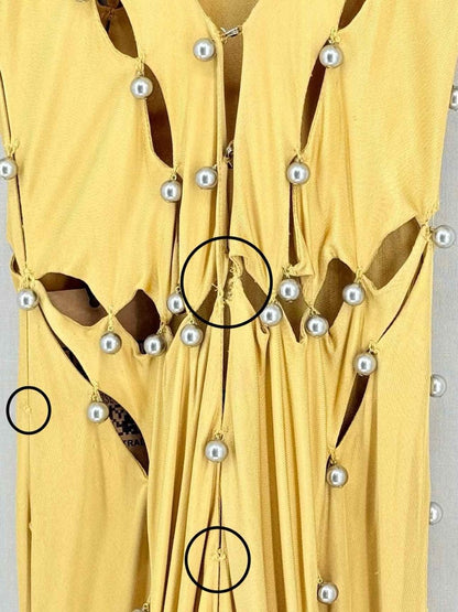 Pre - loved FENDI Open Back Yellow Cutout Size US 4 Long Dress at Reems Closet