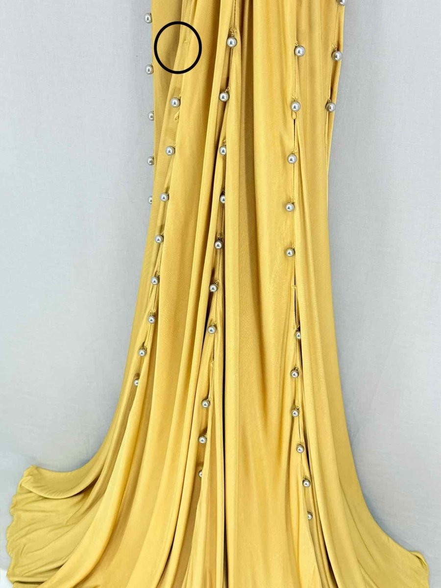Pre - loved FENDI Open Back Yellow Cutout Size US 4 Long Dress at Reems Closet