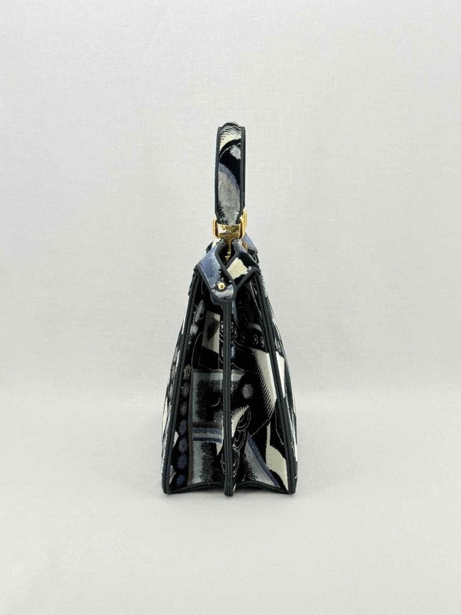 Pre - loved FENDI Peekaboo Navy Blue Printed Top Handle at Reems Closet