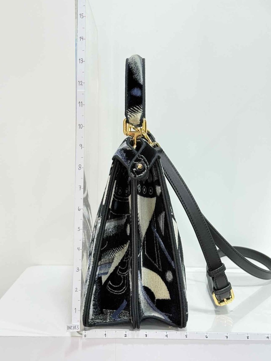 Pre - loved FENDI Peekaboo Navy Blue Printed Top Handle at Reems Closet