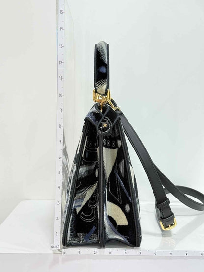 Pre - loved FENDI Peekaboo Navy Blue Printed Top Handle at Reems Closet