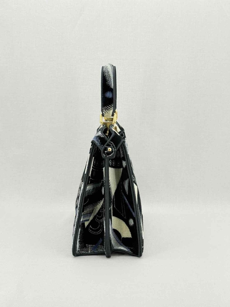 Pre - loved FENDI Peekaboo Navy Blue Printed Top Handle at Reems Closet