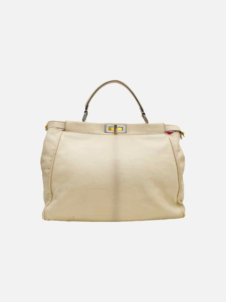 Pre - loved FENDI Peekaboo Off - white Top Handle at Reems Closet