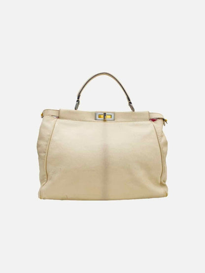 Pre - loved FENDI Peekaboo Off - white Top Handle at Reems Closet