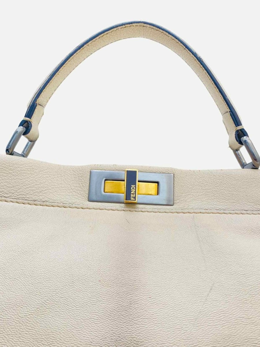 Pre - loved FENDI Peekaboo Off - white Top Handle at Reems Closet