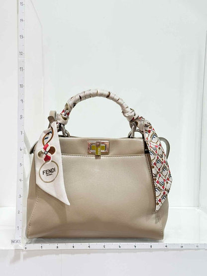 Pre - loved FENDI Peekaboo Taupe Top Handle at Reems Closet