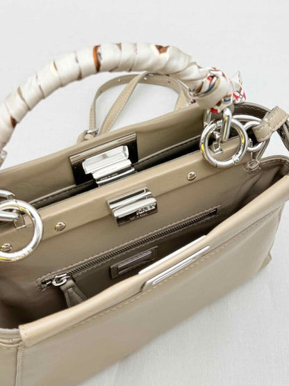 Pre - loved FENDI Peekaboo Taupe Top Handle at Reems Closet