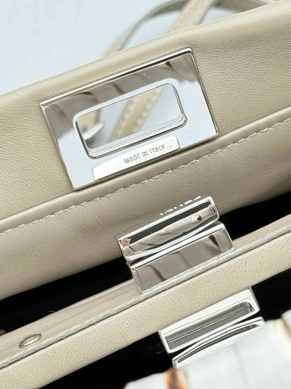 Pre - loved FENDI Peekaboo Taupe Top Handle at Reems Closet