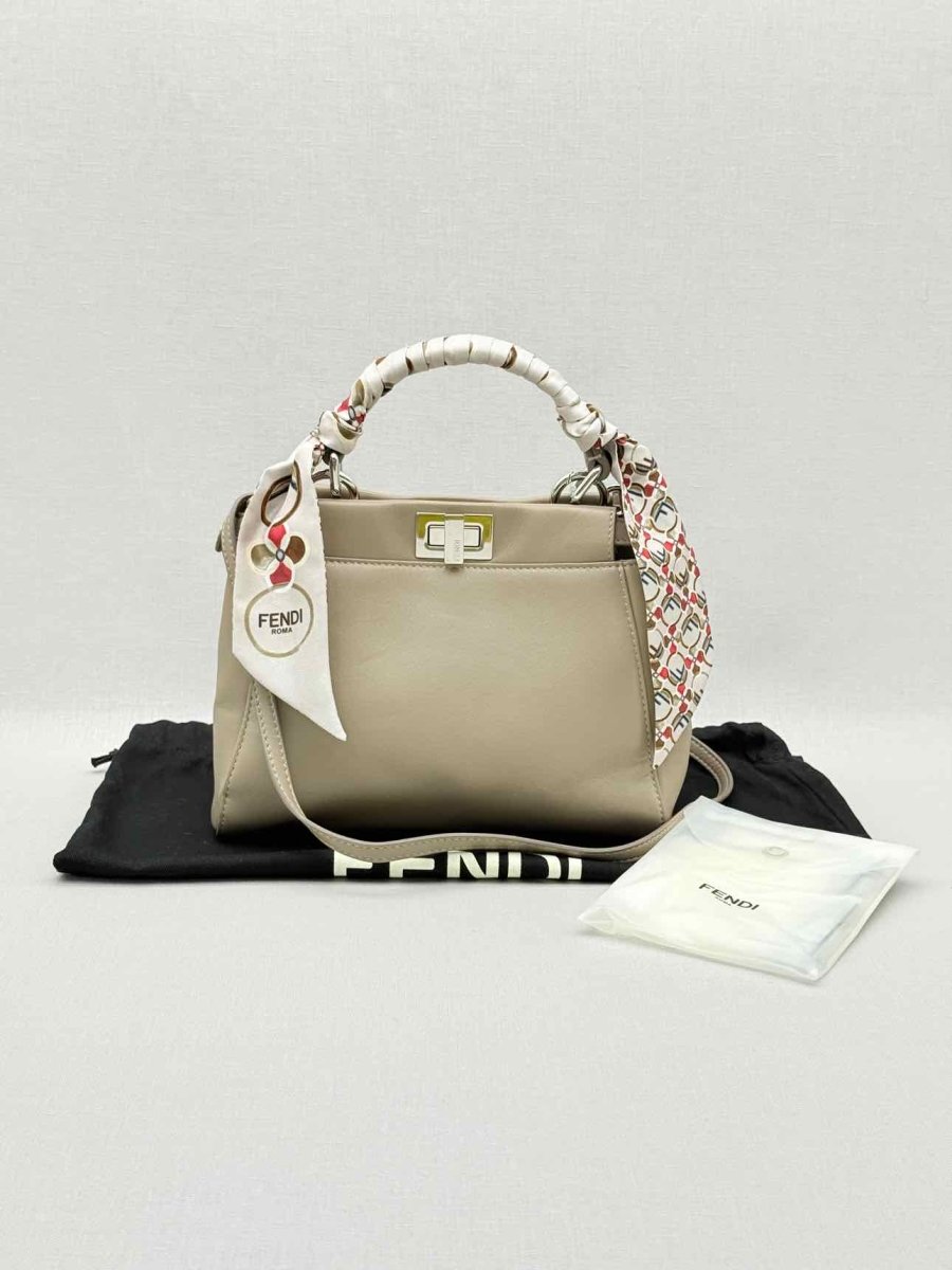 Pre - loved FENDI Peekaboo Taupe Top Handle at Reems Closet