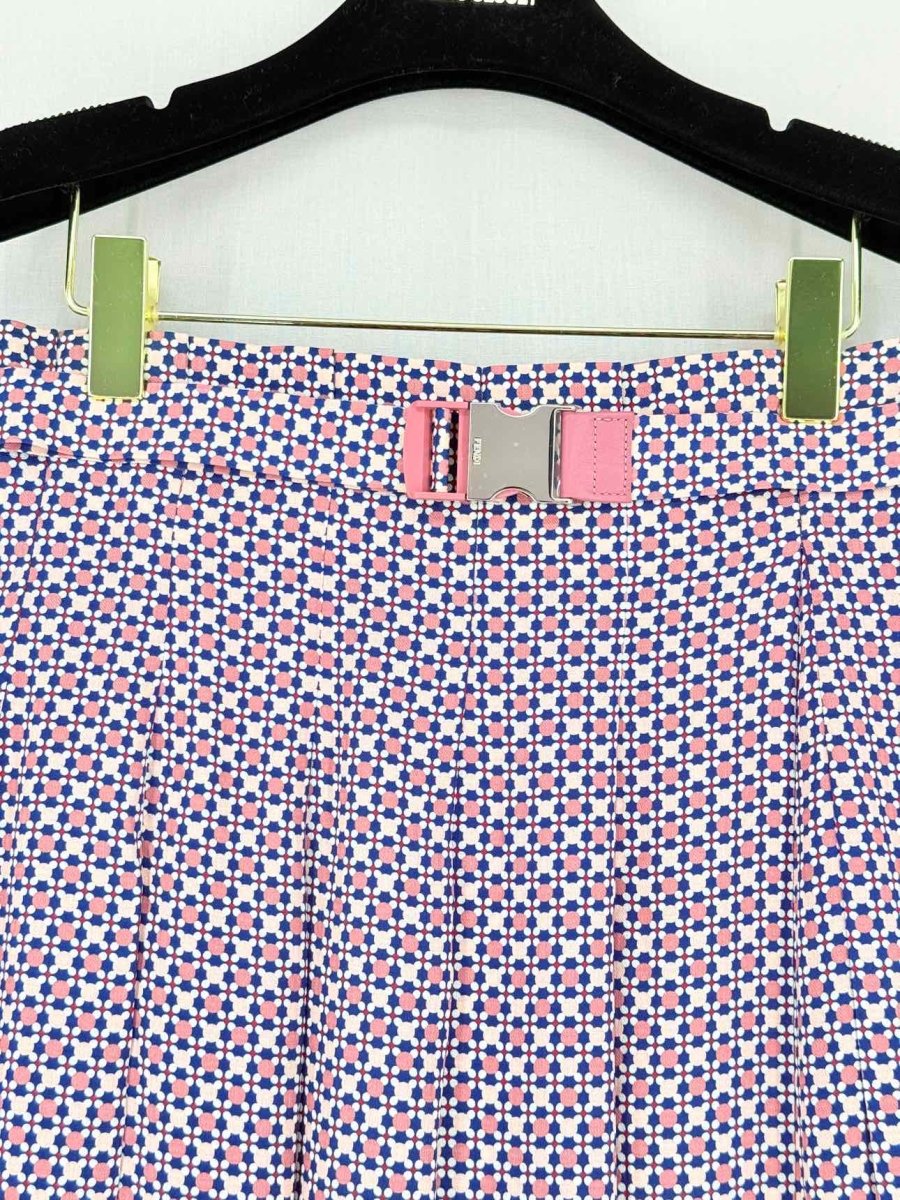 Pre - loved FENDI Pink & Blue Printed Size US 4 Knee Length Skirt at Reems Closet