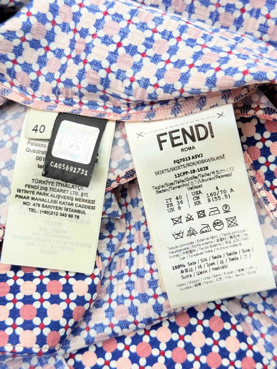 Pre - loved FENDI Pink & Blue Printed Size US 4 Knee Length Skirt at Reems Closet