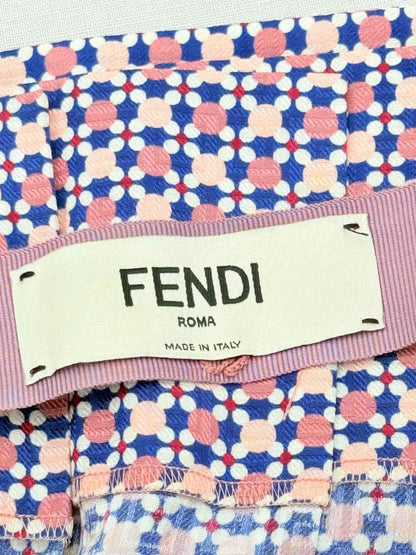Pre - loved FENDI Pink & Blue Printed Size US 4 Knee Length Skirt at Reems Closet