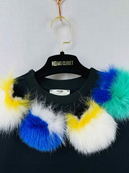 Pre - loved FENDI Pom Pom Black Multicolor Jumper at Reems Closet