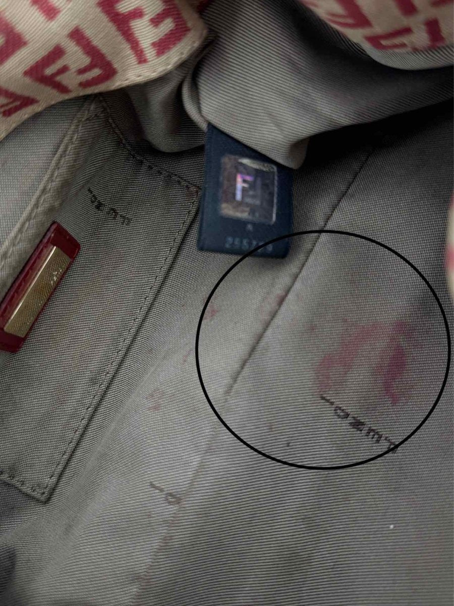 Pre - loved FENDI Red & Beige Zucchino Shoulder Bag at Reems Closet