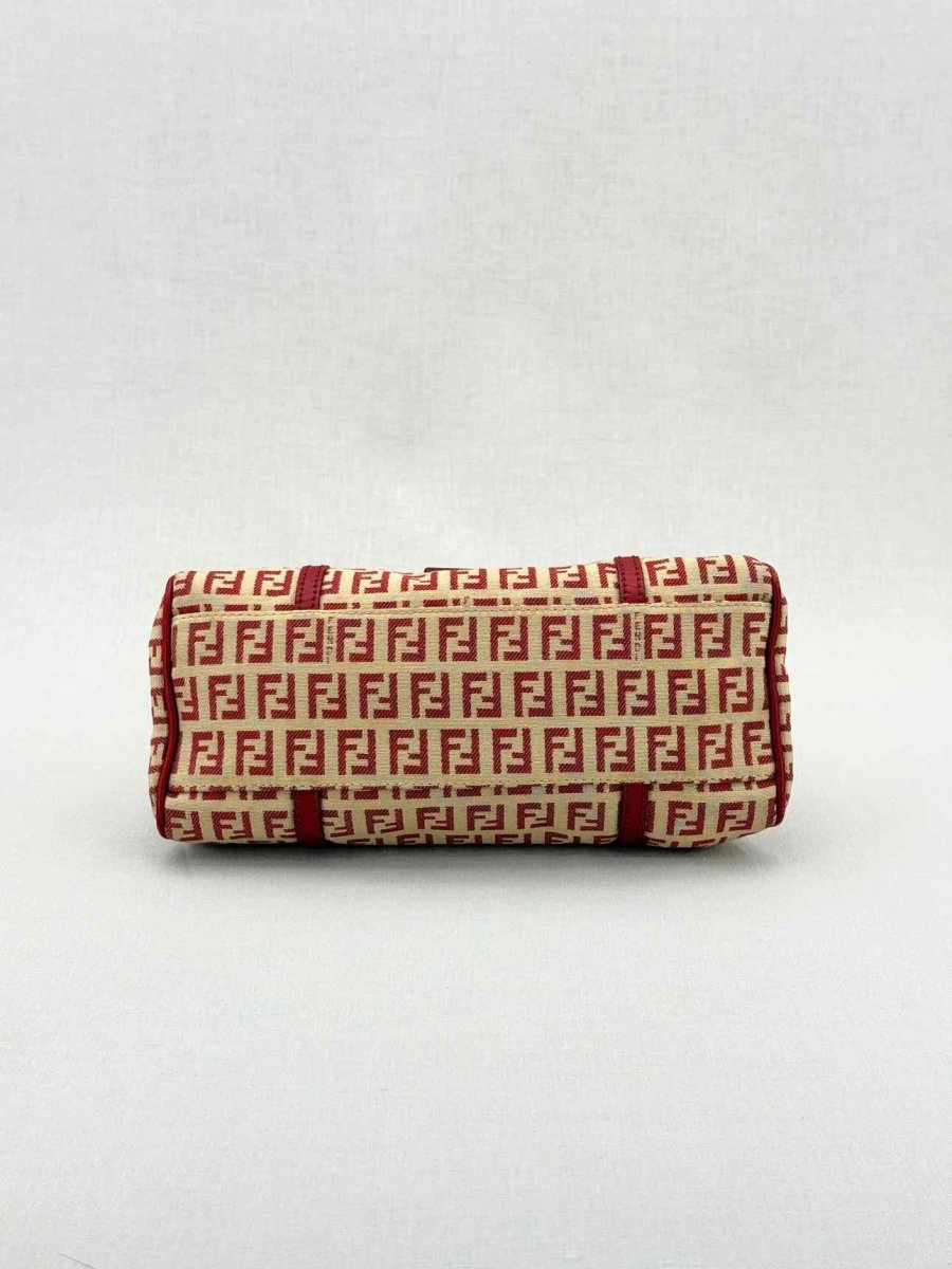 Pre - loved FENDI Red & Beige Zucchino Shoulder Bag at Reems Closet