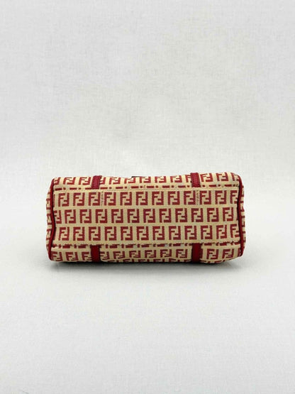 Pre - loved FENDI Red & Beige Zucchino Shoulder Bag at Reems Closet