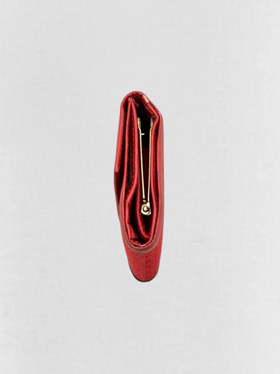 Pre - loved FENDI Red FF Jacquard Compact Wallet at Reems Closet