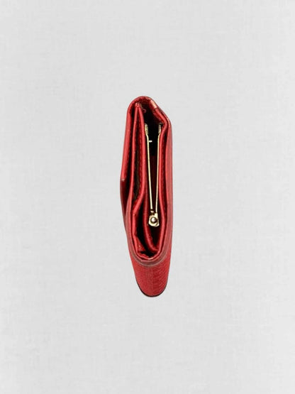 Pre - loved FENDI Red FF Jacquard Compact Wallet at Reems Closet