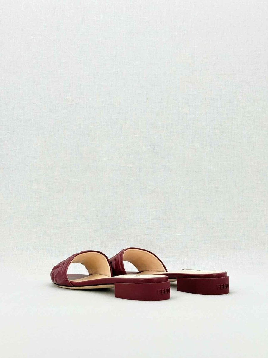 Pre - loved FENDI Red Logo Embossed Size EU 38 Mules at Reems Closet