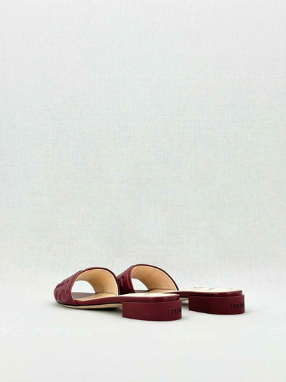 Pre - loved FENDI Red Logo Embossed Size EU 38 Mules at Reems Closet