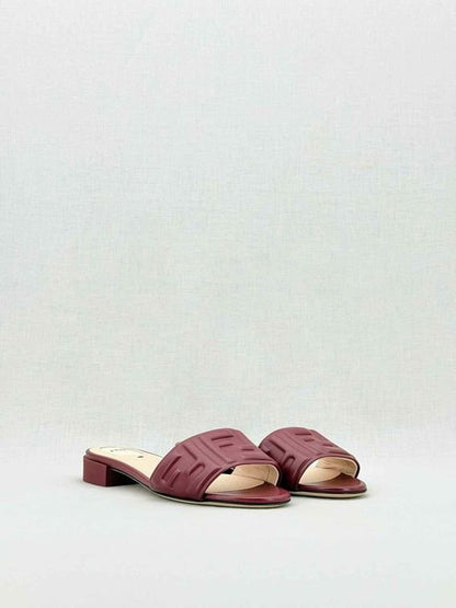 Pre - loved FENDI Red Logo Embossed Size EU 38 Mules at Reems Closet