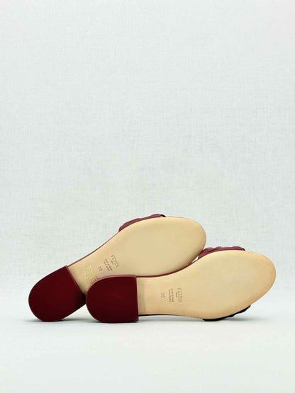 Pre - loved FENDI Red Logo Embossed Size EU 38 Mules at Reems Closet