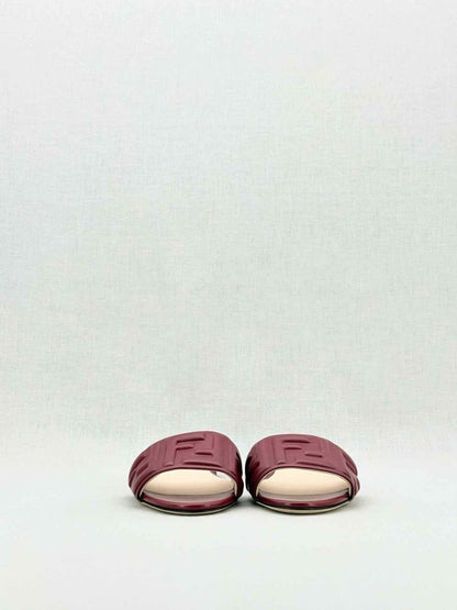 Pre - loved FENDI Red Logo Embossed Size EU 38 Mules at Reems Closet