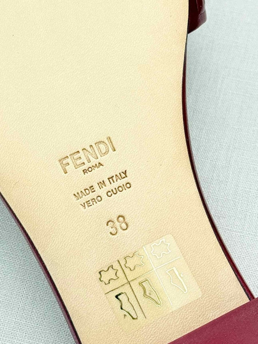 Pre - loved FENDI Red Logo Embossed Size EU 38 Mules at Reems Closet