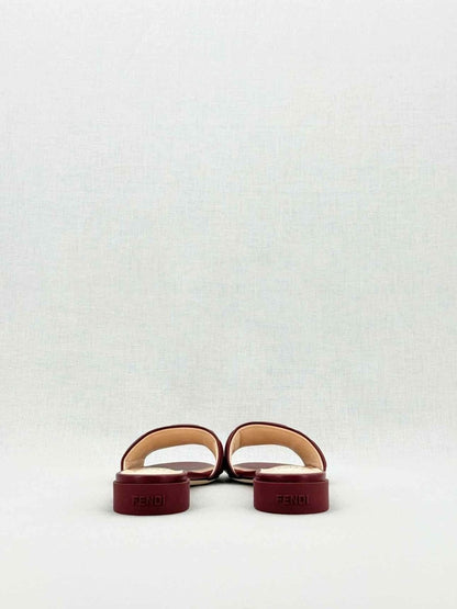 Pre - loved FENDI Red Logo Embossed Size EU 38 Mules at Reems Closet