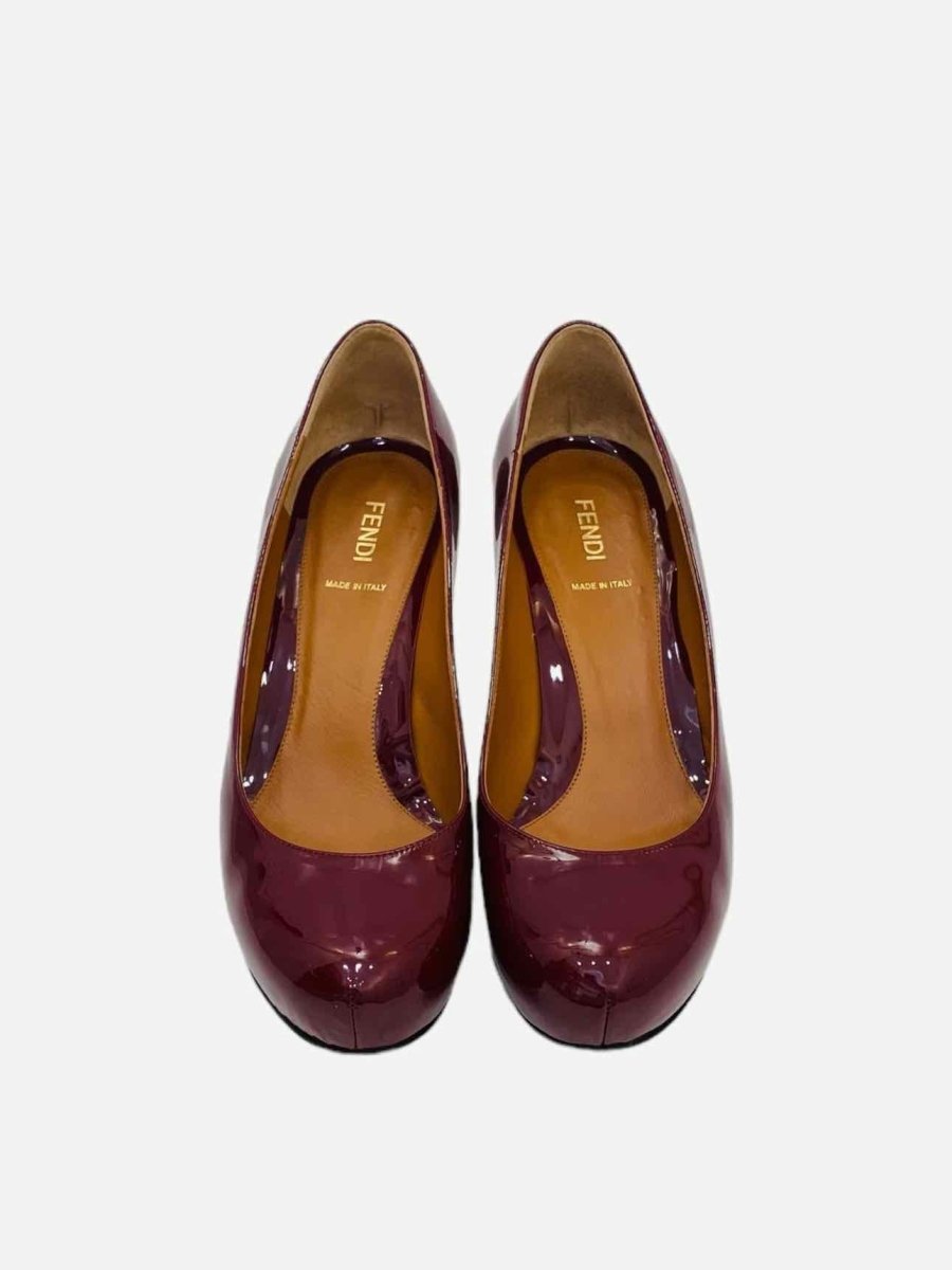 Pre - loved FENDI Ruby Red FF Motif Pumps at Reems Closet