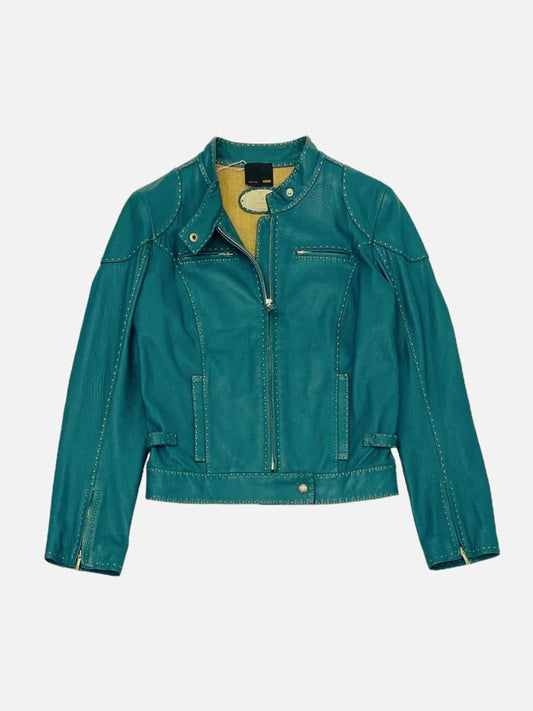 Pre-loved FENDI Sellier Turquoise Stitch Detail Jacket from Reems Closet