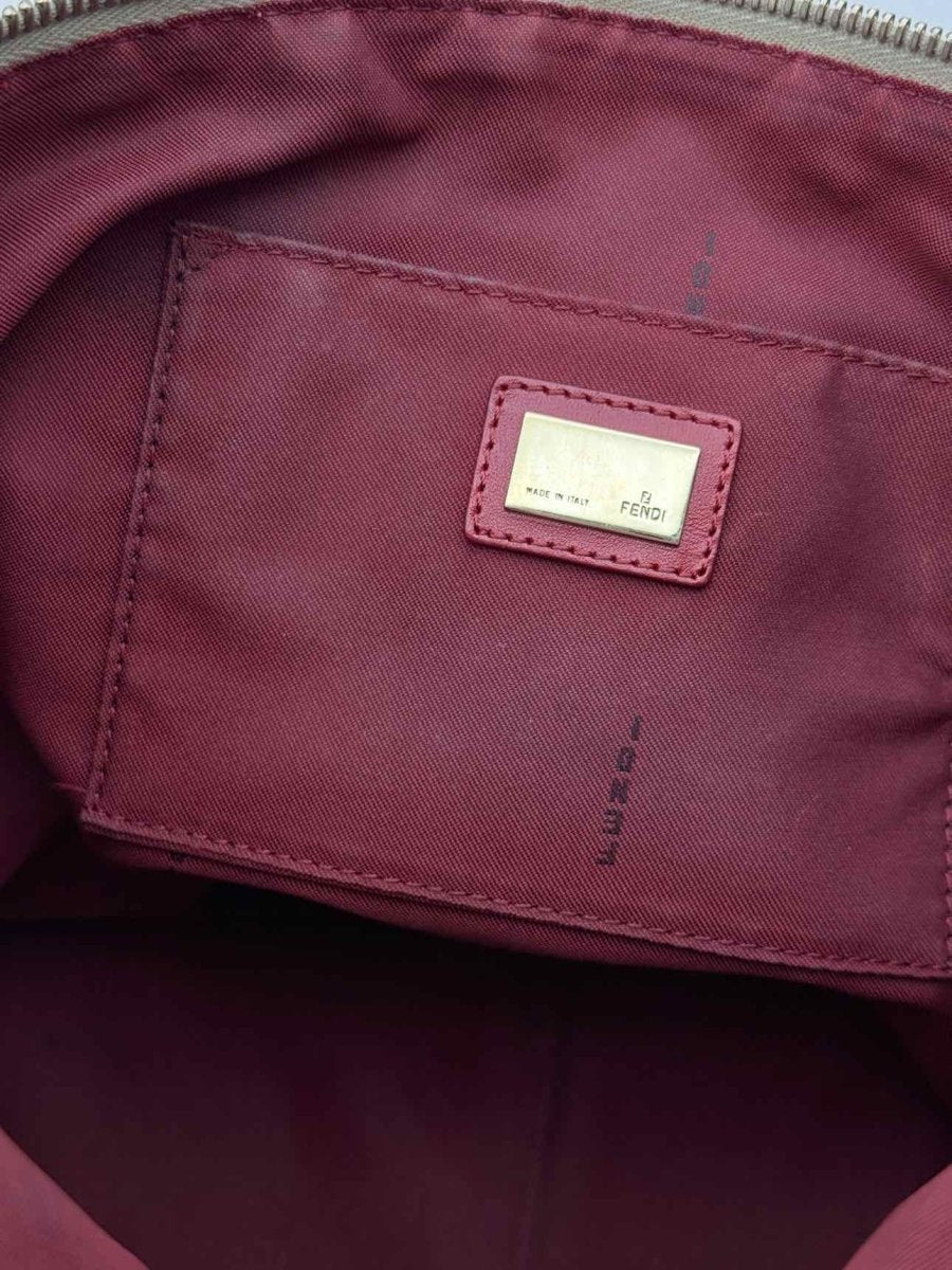 Pre-loved FENDI Shopping Cream & Burgundy Zucchino Tote Bag at Reems Closet