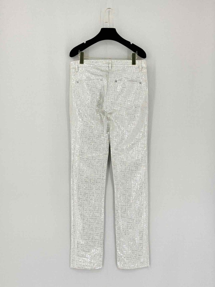 Pre - loved FENDI Silver Jacquard Size US 4 Pants at Reems Closet