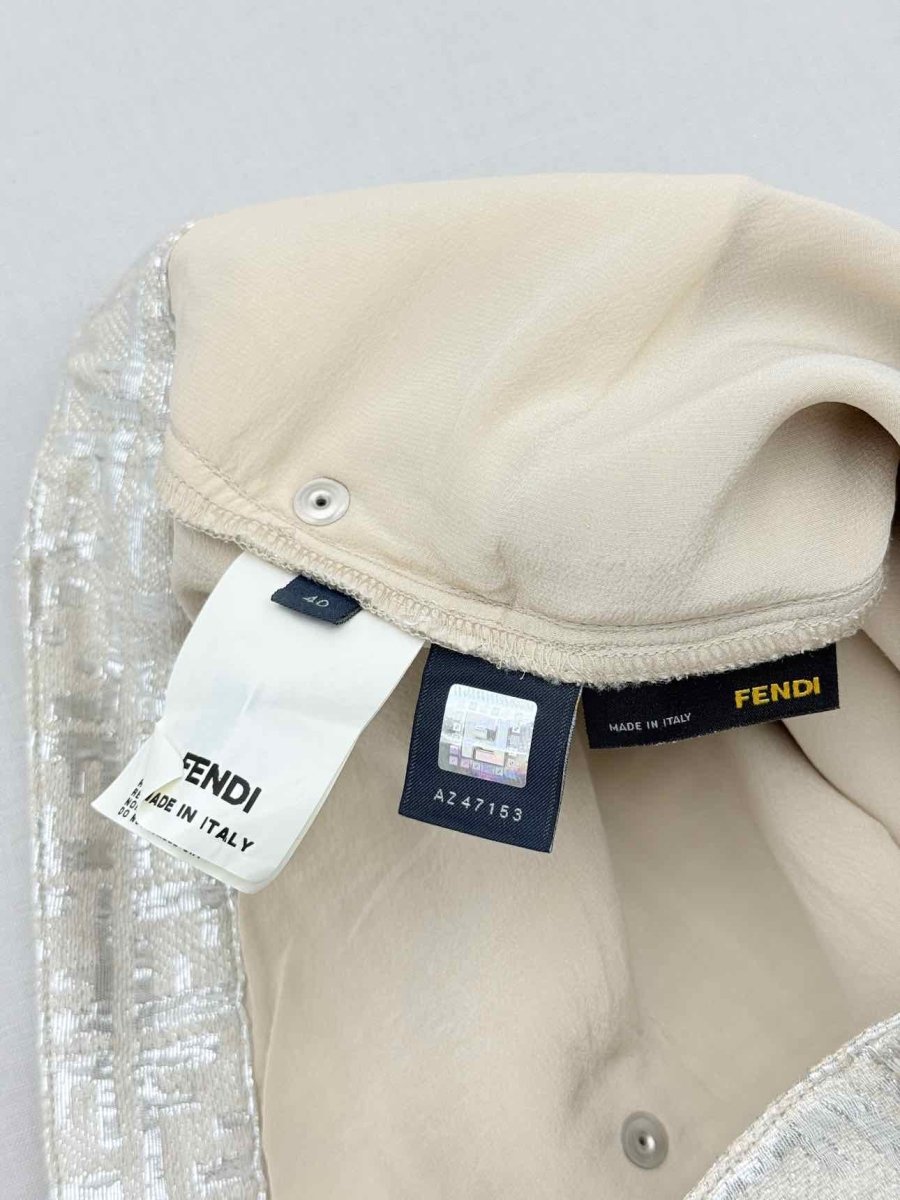 Pre - loved FENDI Silver Jacquard Size US 4 Pants at Reems Closet