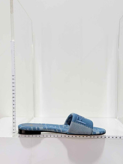 Pre-loved FENDI Sunshine Blue FF Motif Size EU 36.5 Slides at Reems Closet