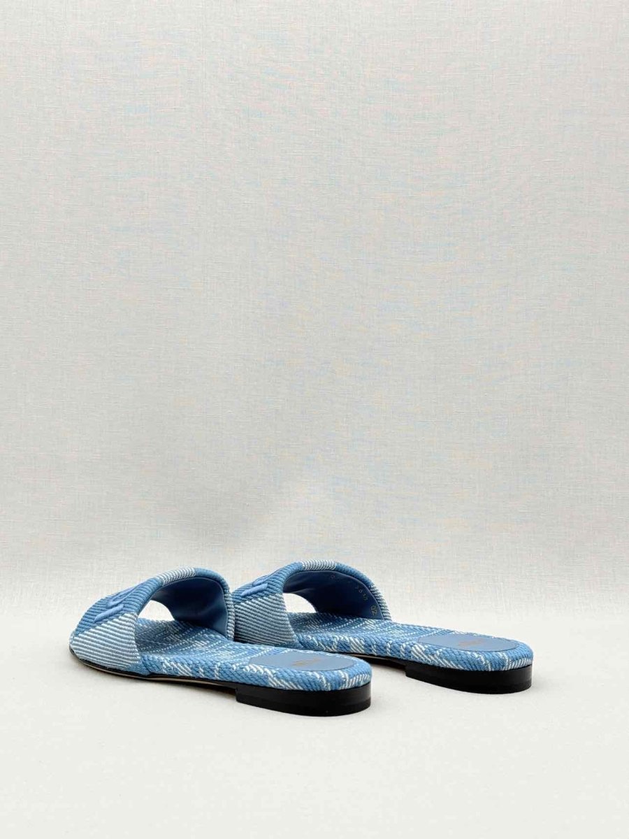 Pre-loved FENDI Sunshine Blue FF Motif Size EU 36.5 Slides at Reems Closet