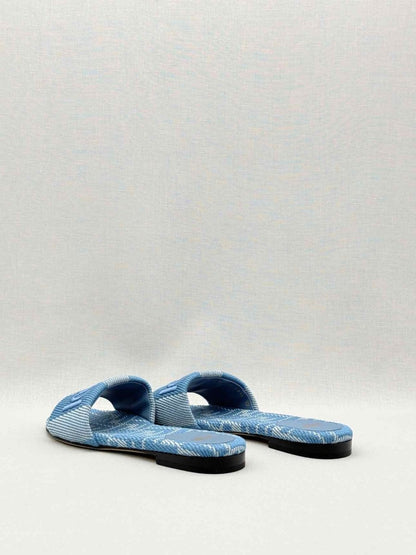 Pre-loved FENDI Sunshine Blue FF Motif Size EU 36.5 Slides at Reems Closet