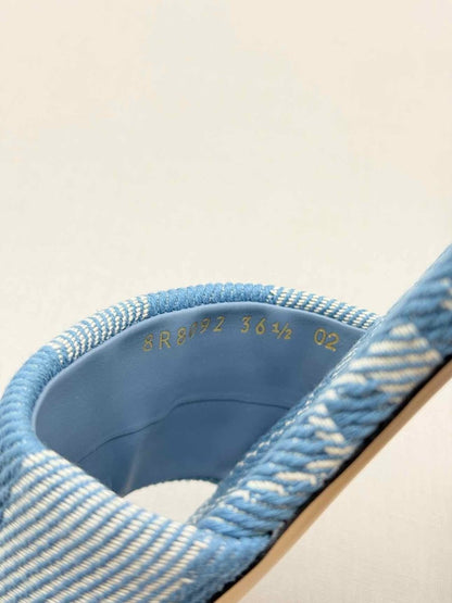 Pre-loved FENDI Sunshine Blue FF Motif Size EU 36.5 Slides at Reems Closet