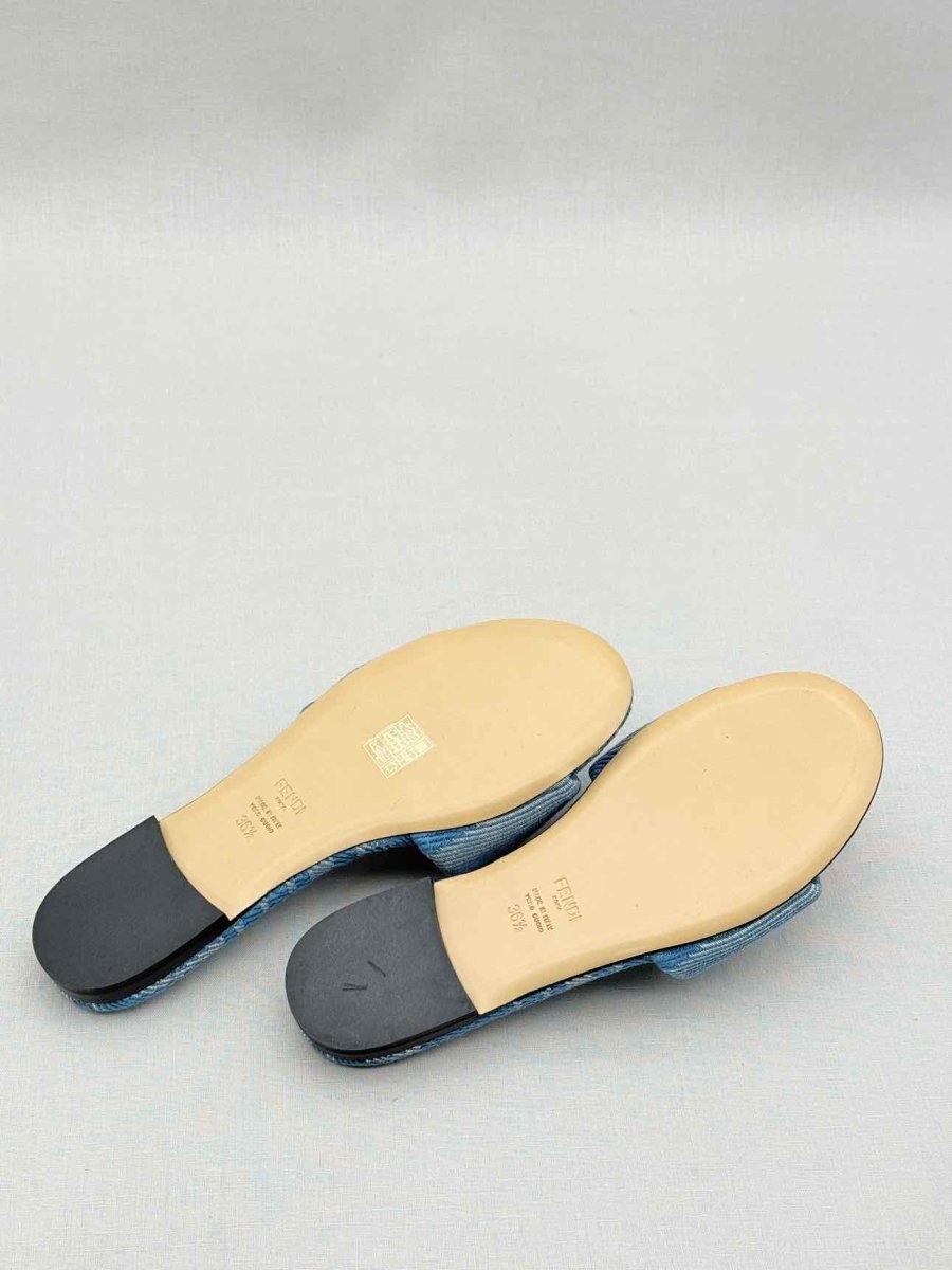 Pre-loved FENDI Sunshine Blue FF Motif Size EU 36.5 Slides at Reems Closet