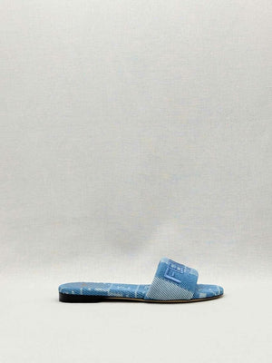 Pre-loved FENDI Sunshine Blue FF Motif Size EU 36.5 Slides at Reems Closet