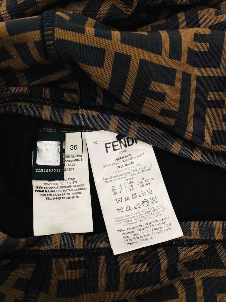 Pre - loved FENDI Tobacco FF Motif Midi Skirt at Reems Closet