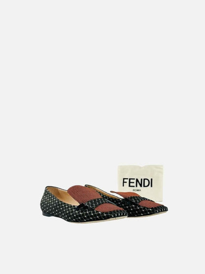 Pre - loved FENDI Tweed Black Multicolor Ballet Flats 36 at Reems Closet