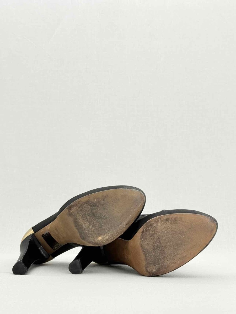 Pre - loved FENDI Vintage Black w/ Gold Size EU 38.5 Ankle Boots at Reems Closet