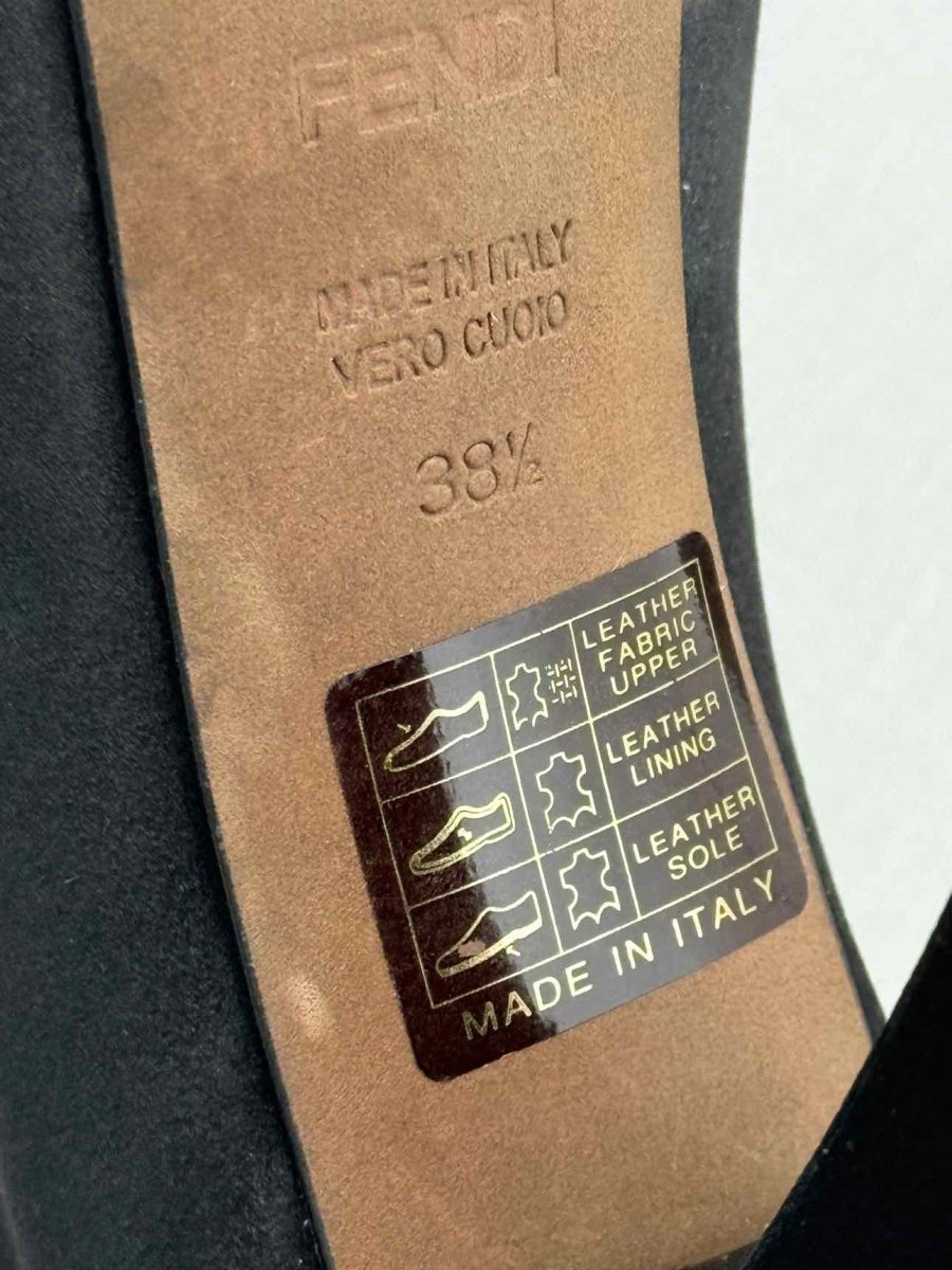 Pre - loved FENDI Vintage Black w/ Gold Size EU 38.5 Ankle Boots at Reems Closet