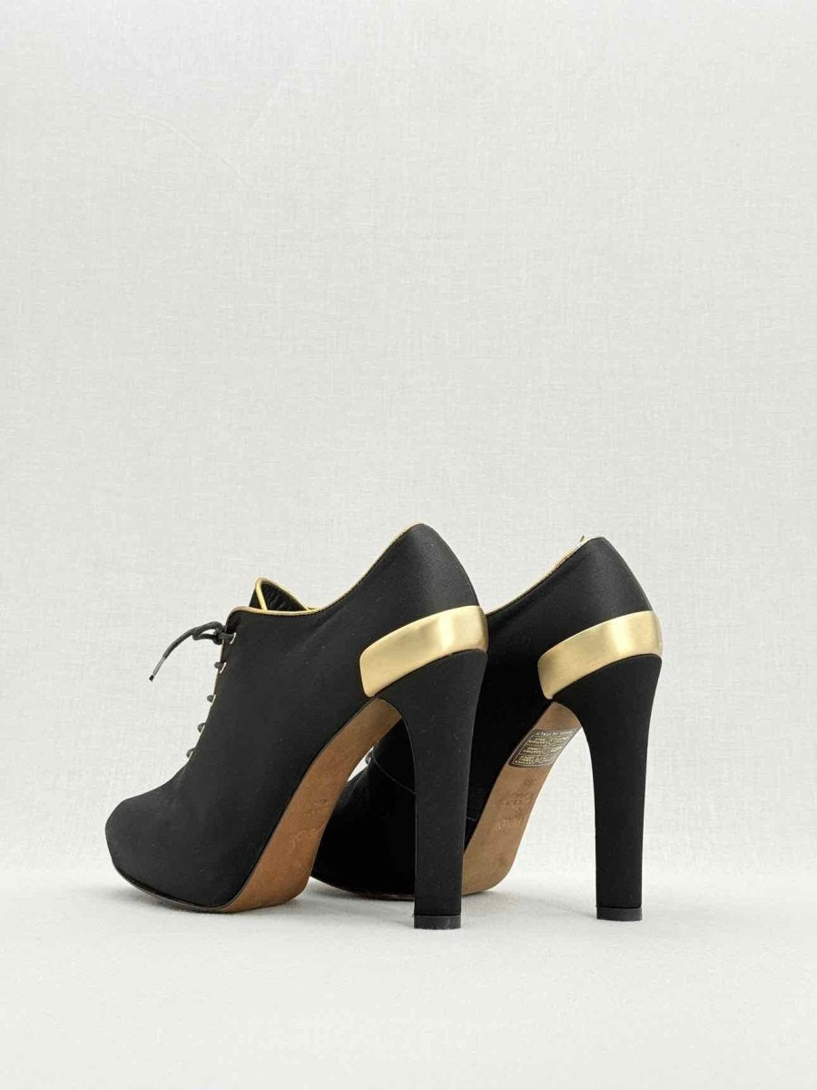 Pre - loved FENDI Vintage Black w/ Gold Size EU 38.5 Ankle Boots at Reems Closet