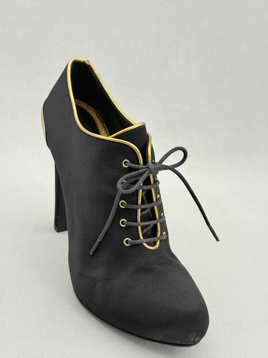 Pre - loved FENDI Vintage Black w/ Gold Size EU 38.5 Ankle Boots at Reems Closet