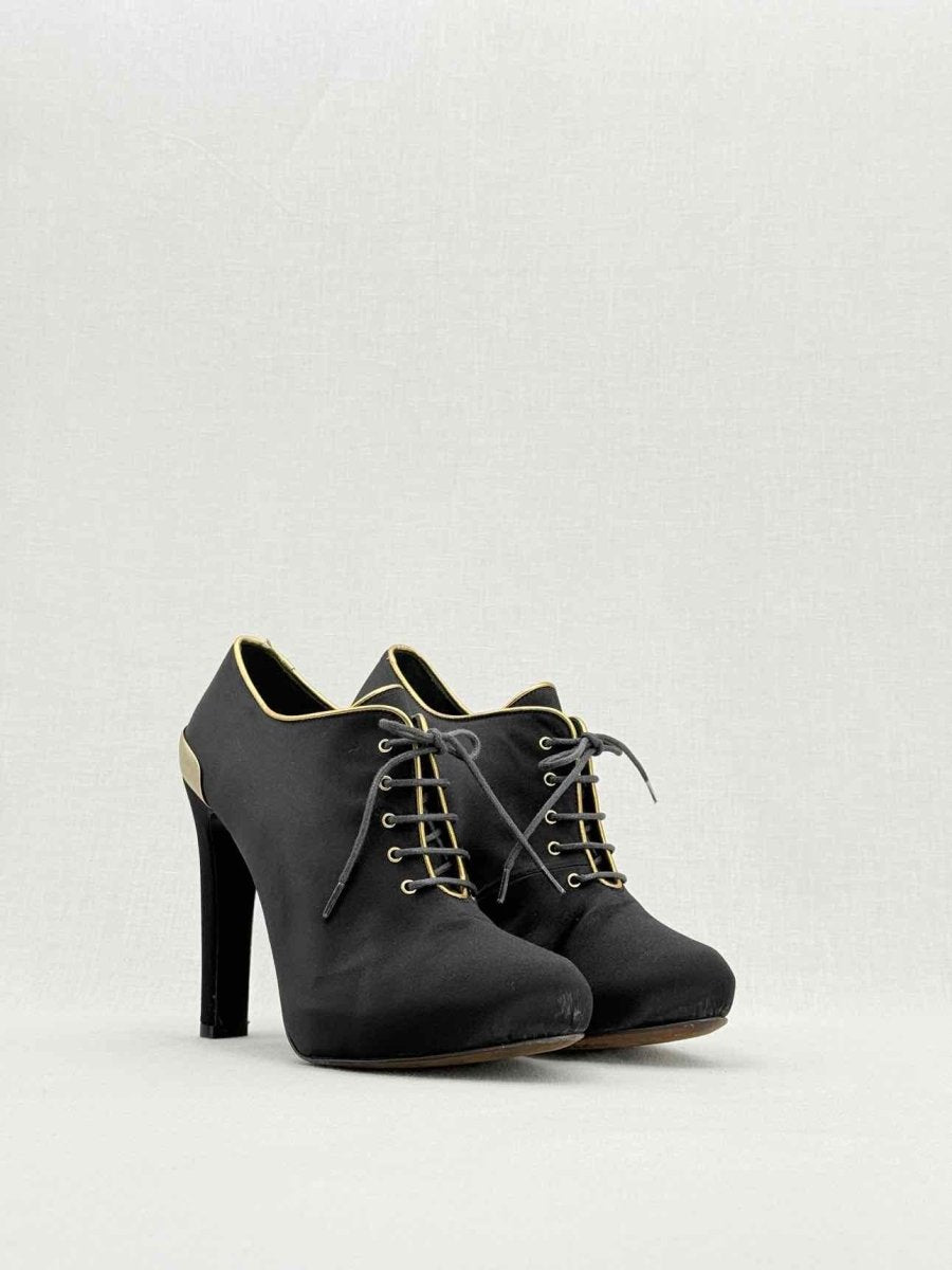 Pre - loved FENDI Vintage Black w/ Gold Size EU 38.5 Ankle Boots at Reems Closet